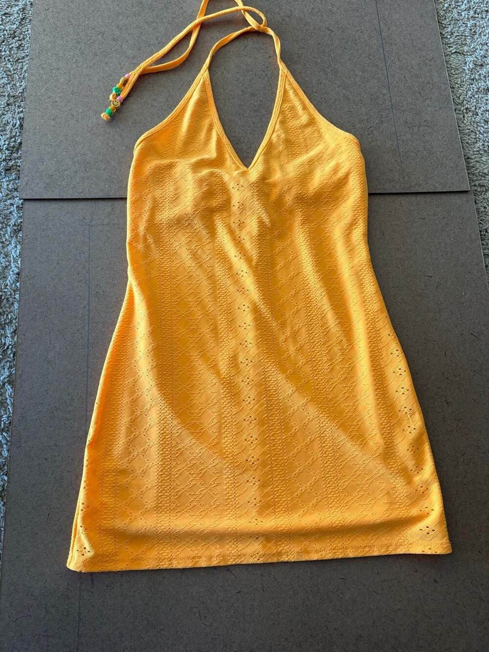 Wild Fable Orange Textured Halter Bodycon Mini Dress